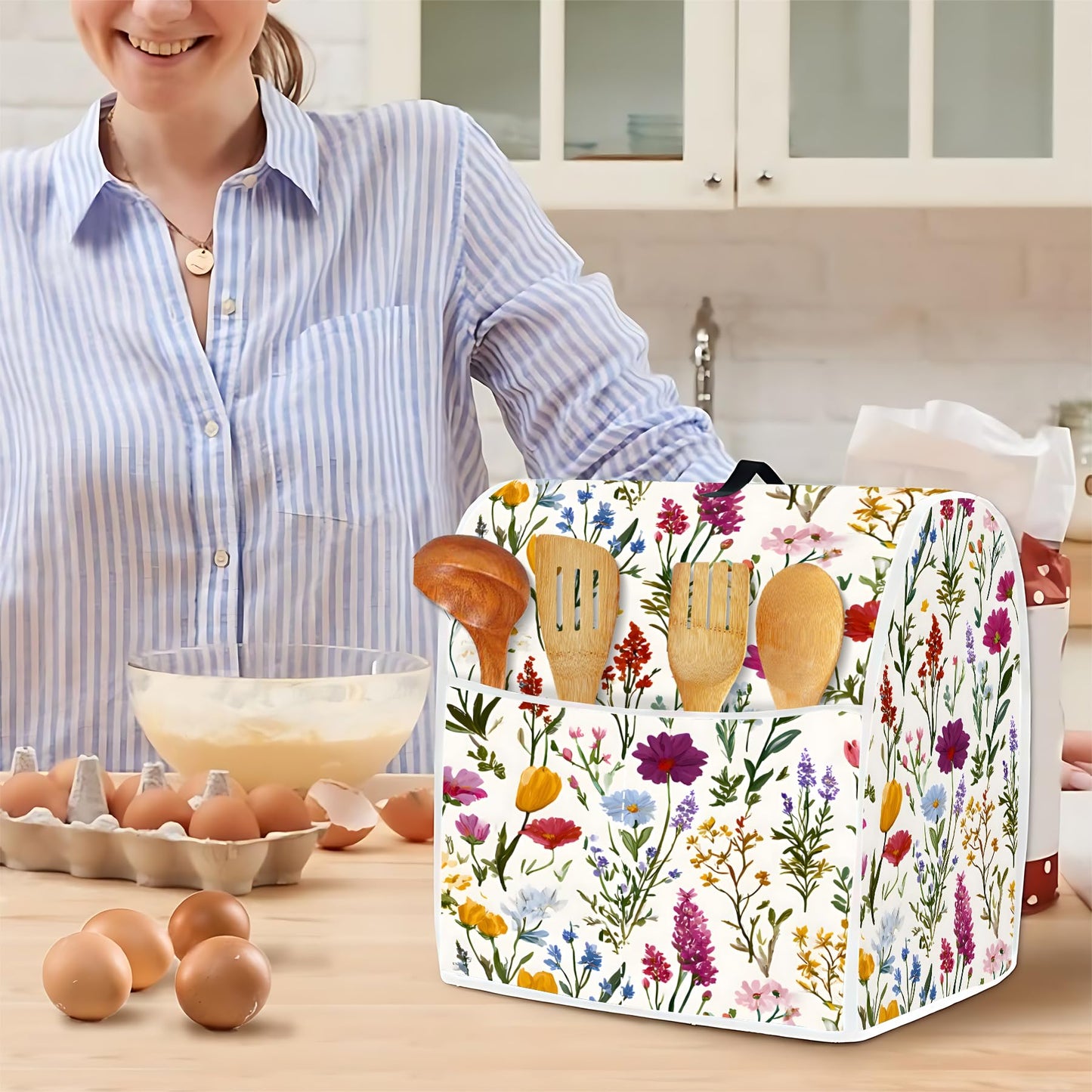 Mixer Dust Cover for 6-8 Qt Stand Mixer, Cloth Cover with 2 Storage Pockets for Stand Mixer Protective Covers Large for 6-8 Quart Mixer