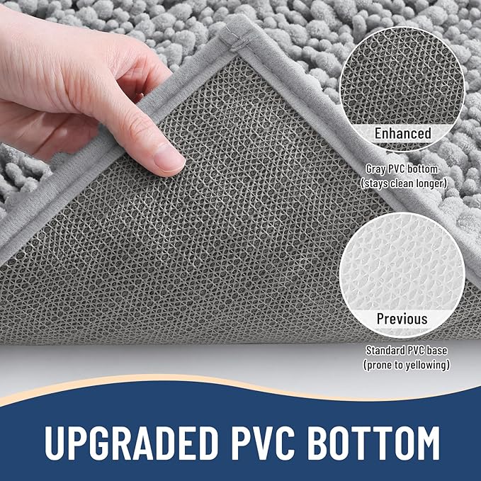 Arotive Luxury Round Chenille Bathroom Rug Mat, Extra Soft Thick Absorbent Shaggy Bath Rugs, Non-Slip Machine Wash Dry Plush Bath Mats for Bathroom, Shower and Tub, 24x24, Light Grey