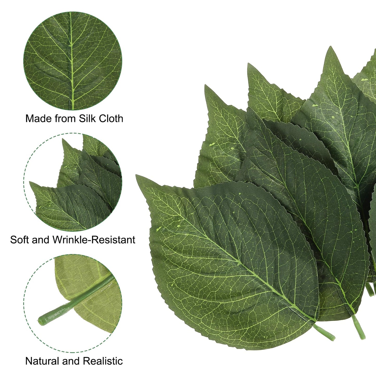 PATIKIL 6.3x3.9 Artificial Green Leaves, 60 Pcs Bulk Greenery for Wedding Bouquets Wreaths Decor, Fake Hydrangea Leaves