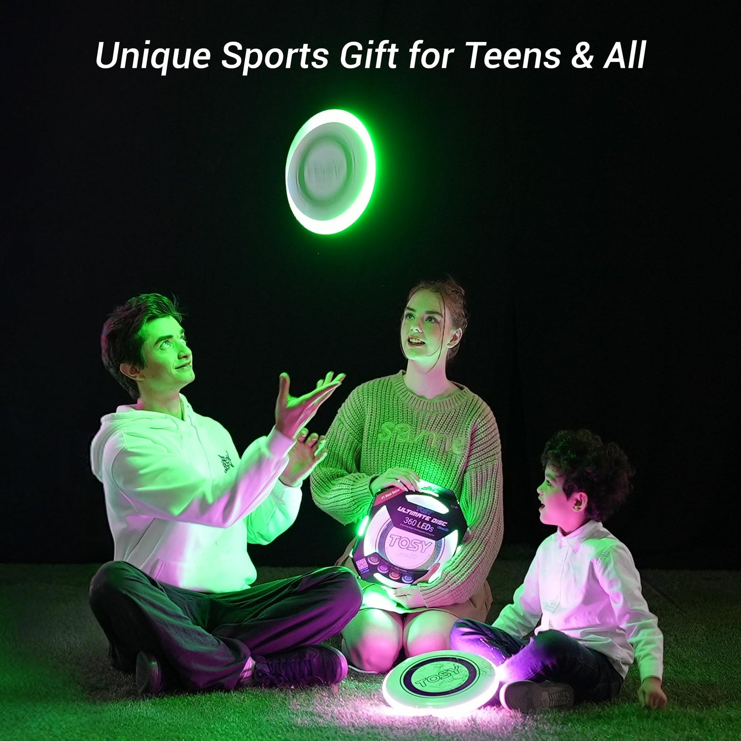 TOSY Flying Disc - 36 Monocolor LEDs, Super Bright, Smart Modes, Easter Basket Stuffers Gift, Camping Toy for Kid/Teen/Adult, Auto Light Up, Rechargeable, Waterproof, 175g