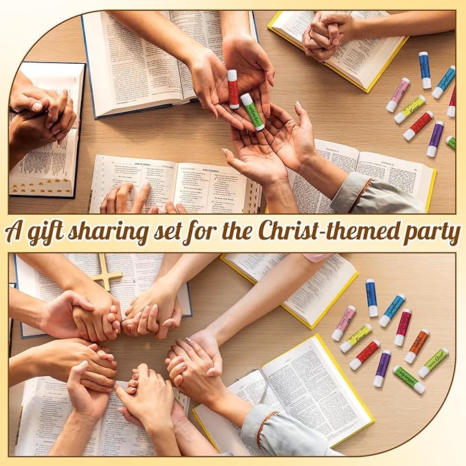 50 Pack Christian Religious Gifts Bulk Lip Balms for Women Men Religious Church Party Favors Bulk Bible Verse Lip Balm with Scripture Inspirational Gifts for Coworkers Staff Employee(Classic)
