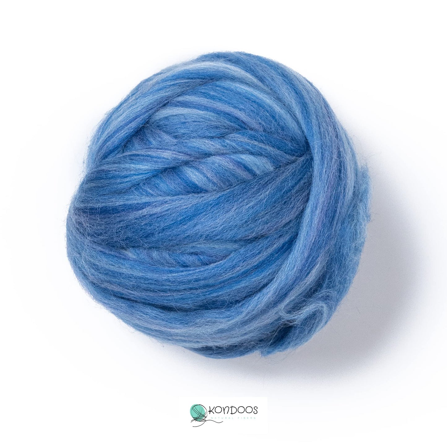 Kondoos Multi Colored Natural Wool roving, 1 lb. Best Wool for Needle Felting, Wet Felting, handcrafts and Spinning. (Ocean Blue, 1lb)