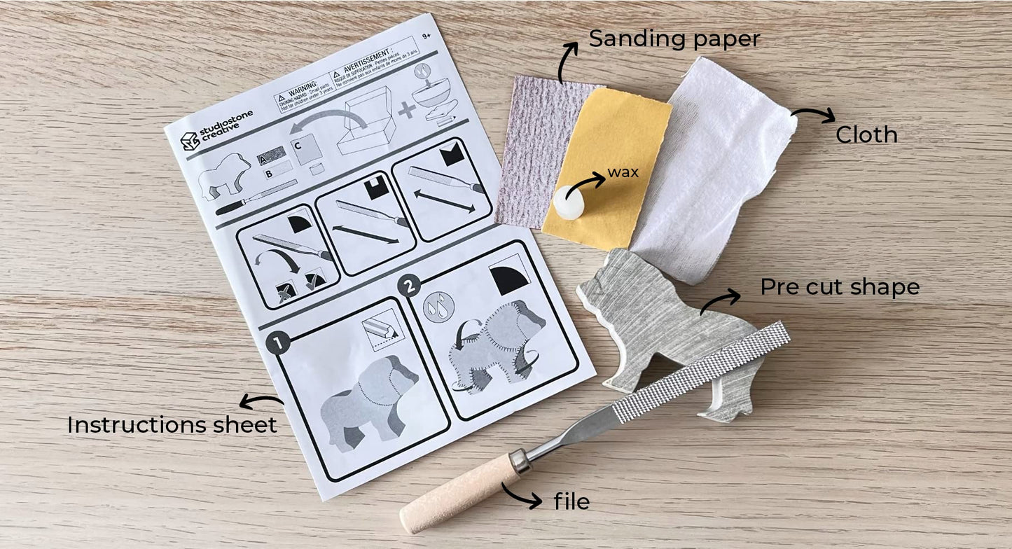 STUDIOSTONE CREATIVE DIY Arts & Crafts Carving Kit Kids Adults Cat Sculpture Soapstone