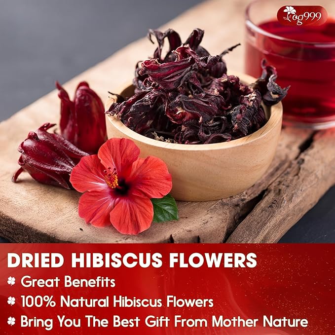 TOG999, Premium Hibiscus Flowers 16oz | Dried Petals | Naturally Caffeine-Free Herbal Tea | Vibrant Color & Tart Floral Flavor | Non-GMO, Gluten-Free, Vegan | Perfect for Tea, Beverages, and Crafts