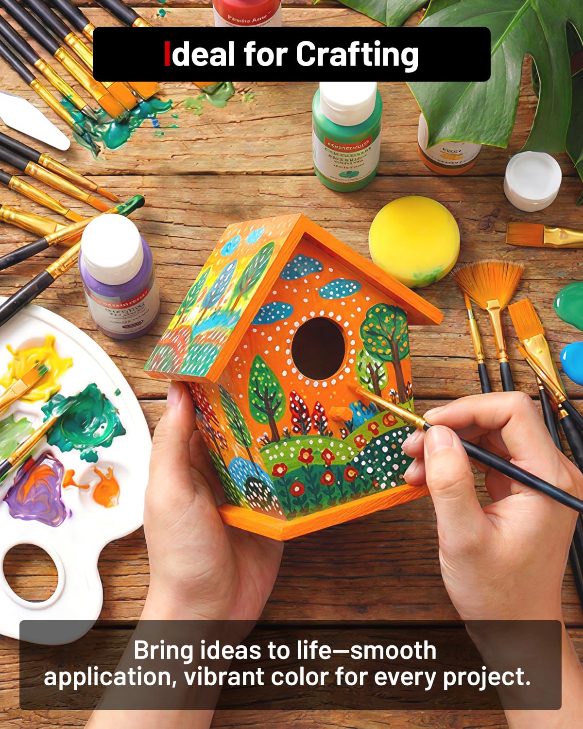 Fantastory Acrylic Paint Set, 24 x 60 ml with 12 Brushes; Christmas Acrylic Paint, Waterproof; For Artwork & DIY Projects on Canvas, Wood, Glass, Clay, Fabric, Ceramic, Paper, Canvas