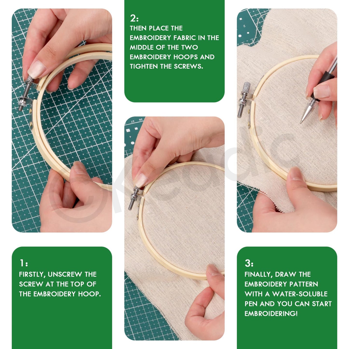 Keadic 78Pcs Embroidery Beginner Kit Contains 6 Colors Embroidery Fabric, Sewing Maker Pens, 50 Rainbow Colors Embroidery Thread, Circle Cross Stitch Hoop Rings, Cutter and Needles for Crafting