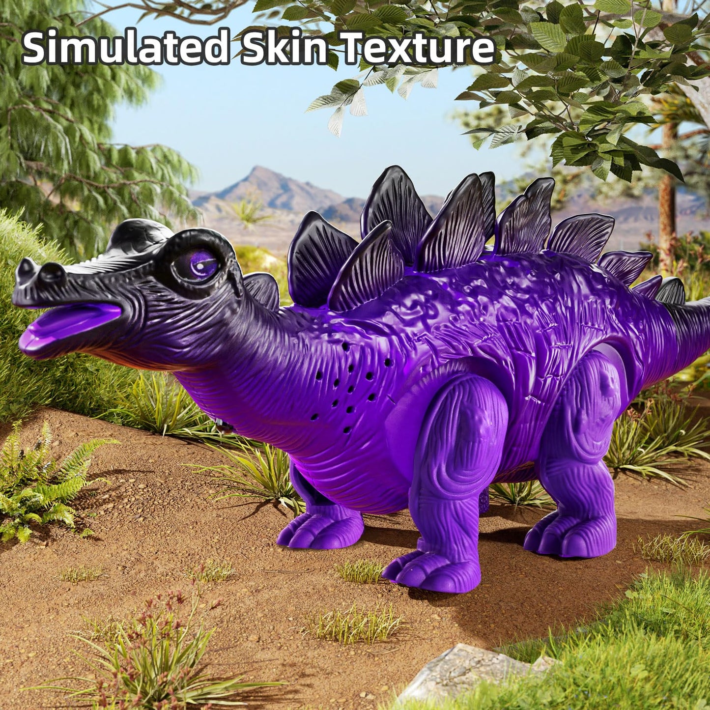 TEMI 3 Pack Electrical Walking Dinosaur Toys for Toddlers 3-4 3-5 Years with Sound and Light Up, Toddler Robot Dinosaur, Brachiosaurus, Stegosaurus Dinosaur Figures for Kids