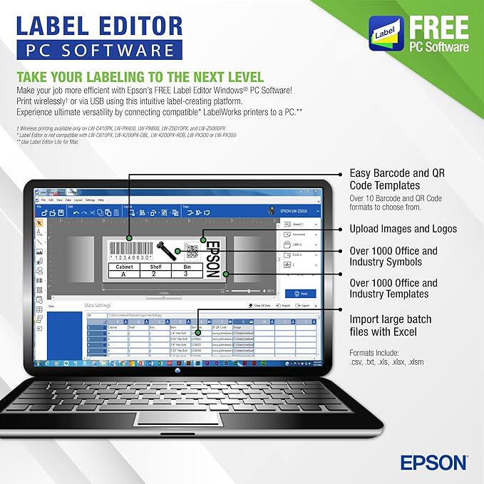 LABELWORKS Epson LW-PX900PCD Industrial Label Maker Kit - Complete Kit with Accessories, Compatible with All Epson PX Tape Types, Portable Handheld Label Printer
