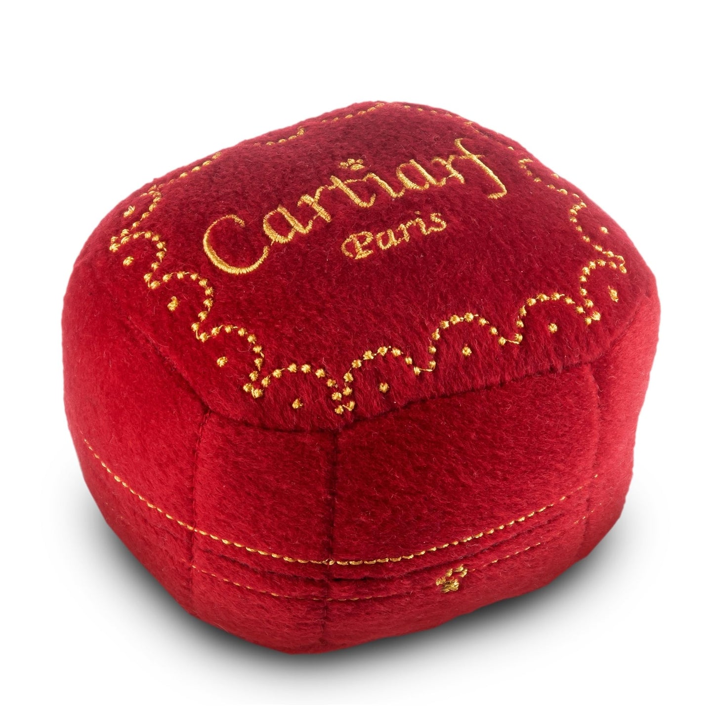 Dog Diggin Designs Cartiarf Plush Dog Toy Box | Luxury-Inspired Parody Designer Gift Box with Squeaker, Soft Plush Interactive Dog Toy – Thinking Outside The Box