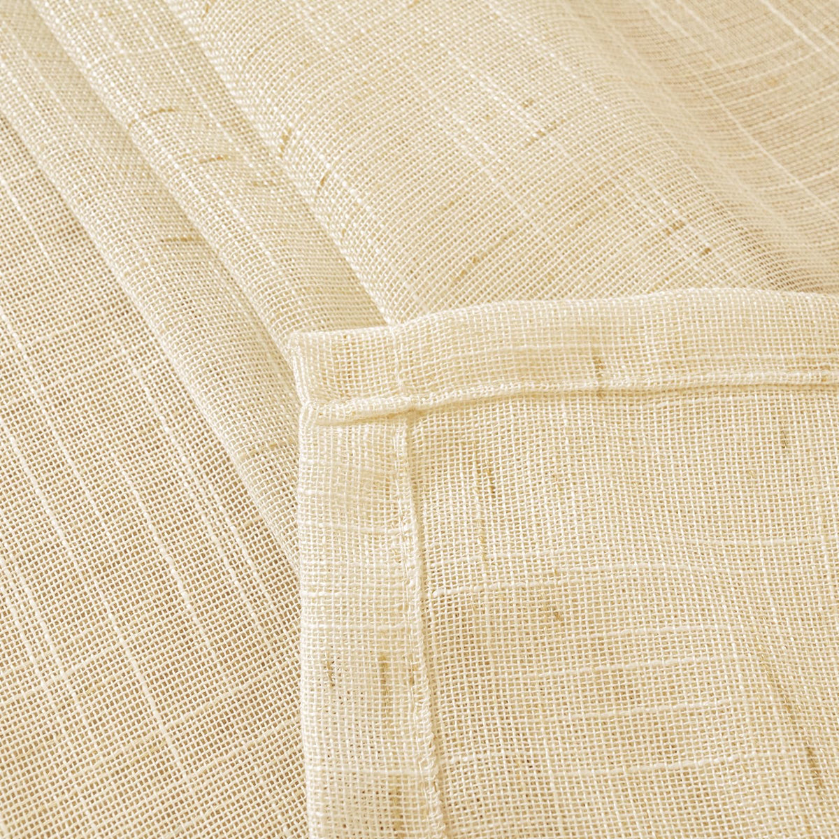 Linen Semi Sheer Curtains 63 Inch Length Cream Beige Drapes (2 Count)