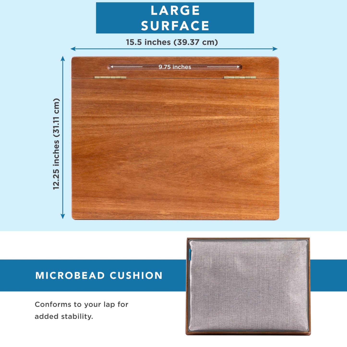 LAPGEAR Schoolhouse Lap Desk with Storage Compartments - Acacia Wood - Natural - Style No. 45076