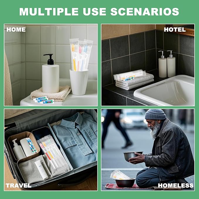 Disposable Toothbrushes with Toothpaste and Floss,30 Pcs 3 in 1 Individually Wrapped Single Use Travel Toothbrushes and Dental Floss Kit Bulk for Homeless,Guests,Dentist,Hotel(5 Colors)