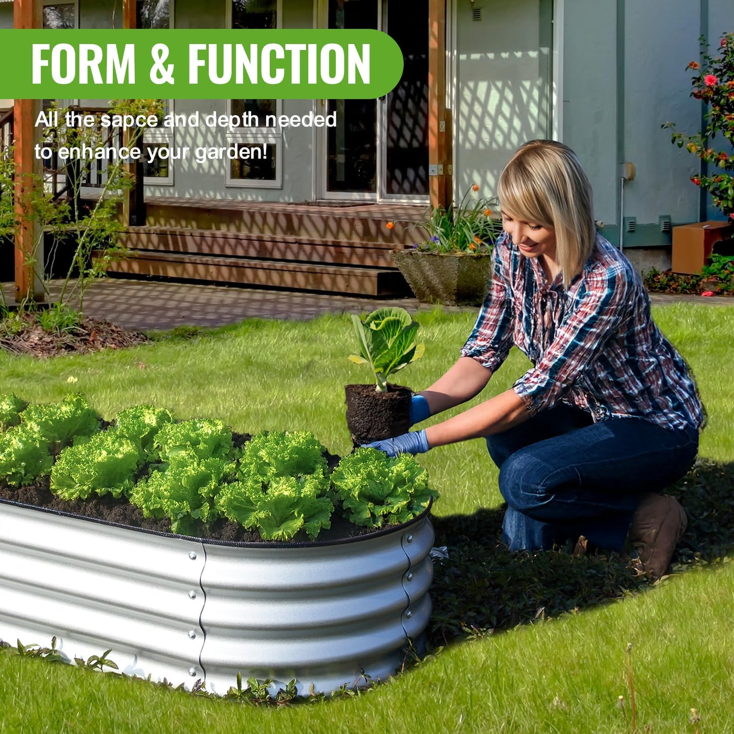Backyard Expressions Home Galvanized Raised Garden Bed Kit 4x2x1ft, Planter Box Raised Garden Beds Outdoor, Easy Assembly Metal Raised Bed for Gardening Vegetables, Fruits, Flowers - Silver