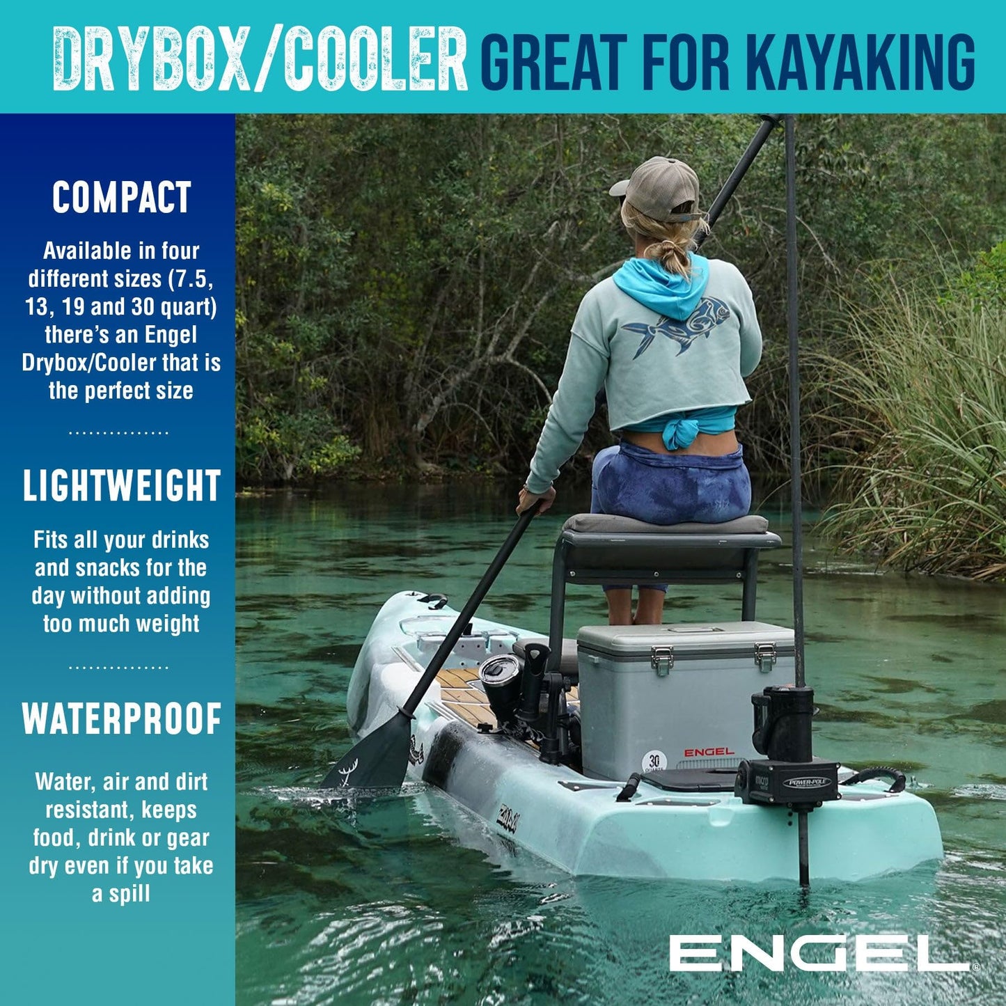Engel UC19-RWB 19 Quart Fishing Live Bait Dry Box Ice Cooler with Stain/Odor-Resistant Surface and Shoulder Strap, USE Red, White and Blue with American Flag