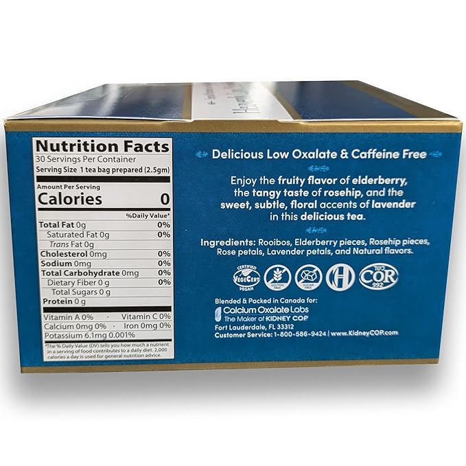Veloxa™ Very Low Oxalate Tea (30 Pyramid Tea Bags, Heavenly Low Oxalate Rooibos)