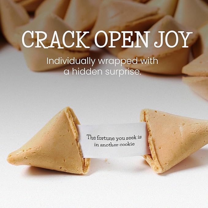 Fortune Cookies | Individually Wrapped Fortune Cookies for Christmas, Parties, Weddings, Events, and Celebrations with Fun Fortunes (50 Pack)