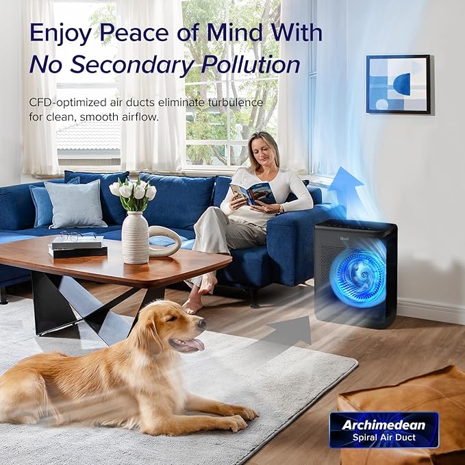LEVOIT Air Purifiers for Home Large Room Up to 1878 Ft² with Washable Pre-Filter, AHAM VERIFIDE, Air Quality Monitor, HEPA Sleep Mode for Allergies, Pet Hair in Bedroom, Vital 200S-P, Black