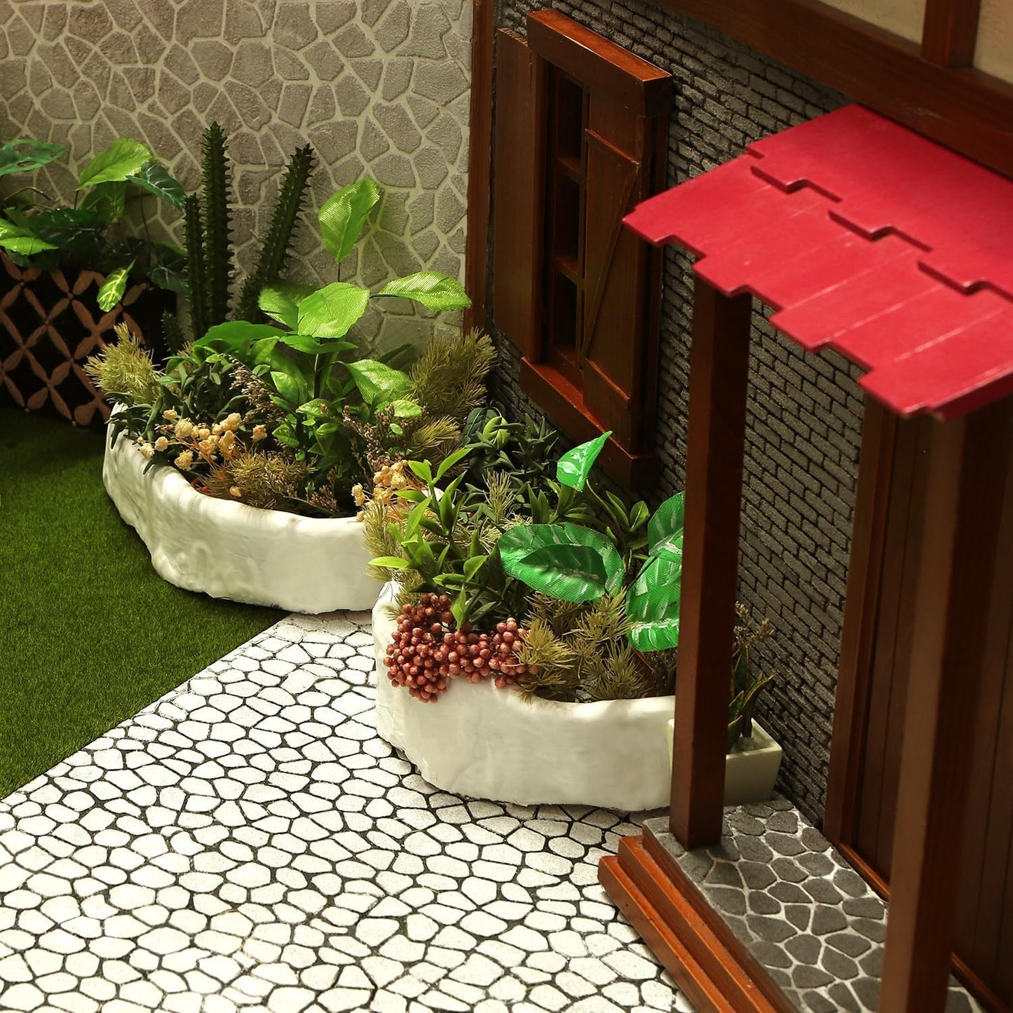 iland Dollhouse Accessories Miniature Bricks Stones 3D Wall or Floor DIY Kits for Dollhouse Building Materials 1/12 Scale Accessories and Tiny Bricks Wall Molding for Diorama Supplies