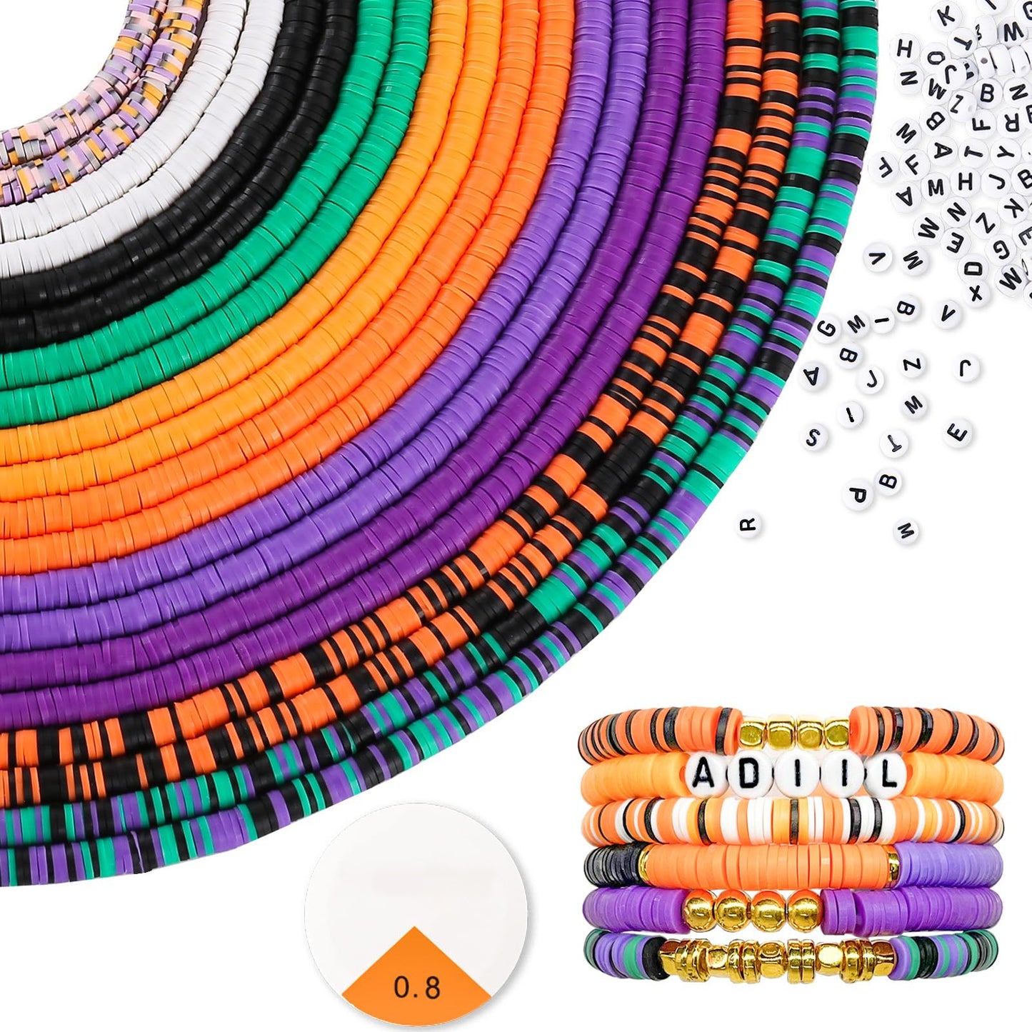 ADIIL 7200pcs Clay Beads Bracelet Making Kit, 6mm Polymer Heishi Beads for Jewelry Making, Friendship Bracelet Kit Birthday Gift for Adults Halloween