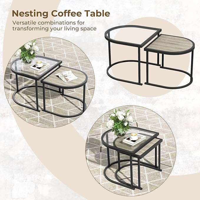 Grand patio 4-Piece Outdoor Conversation Set with 2 Single Chairs and 2 Patio Coffee Tables, Wicker Furniture Set, Peacock Blue