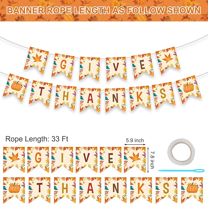 Give Thanks Fall Thanksgiving Garland Banner Kit