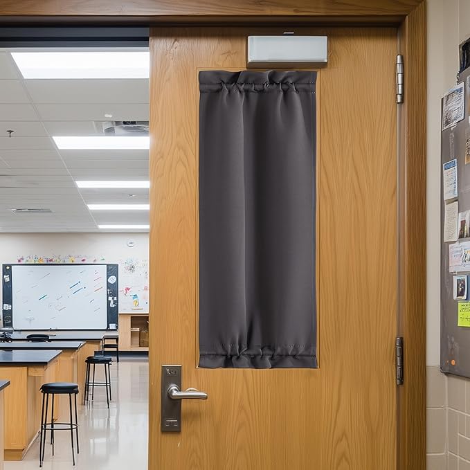 NICETOWN Blackout Classroom Window Curtain, Privacy Tie Up Shade Thermal Insulated Small Curtain for Classroom/Sliding Door/Front Door, 1 Panel, 10 x 30 inches Long, Grey