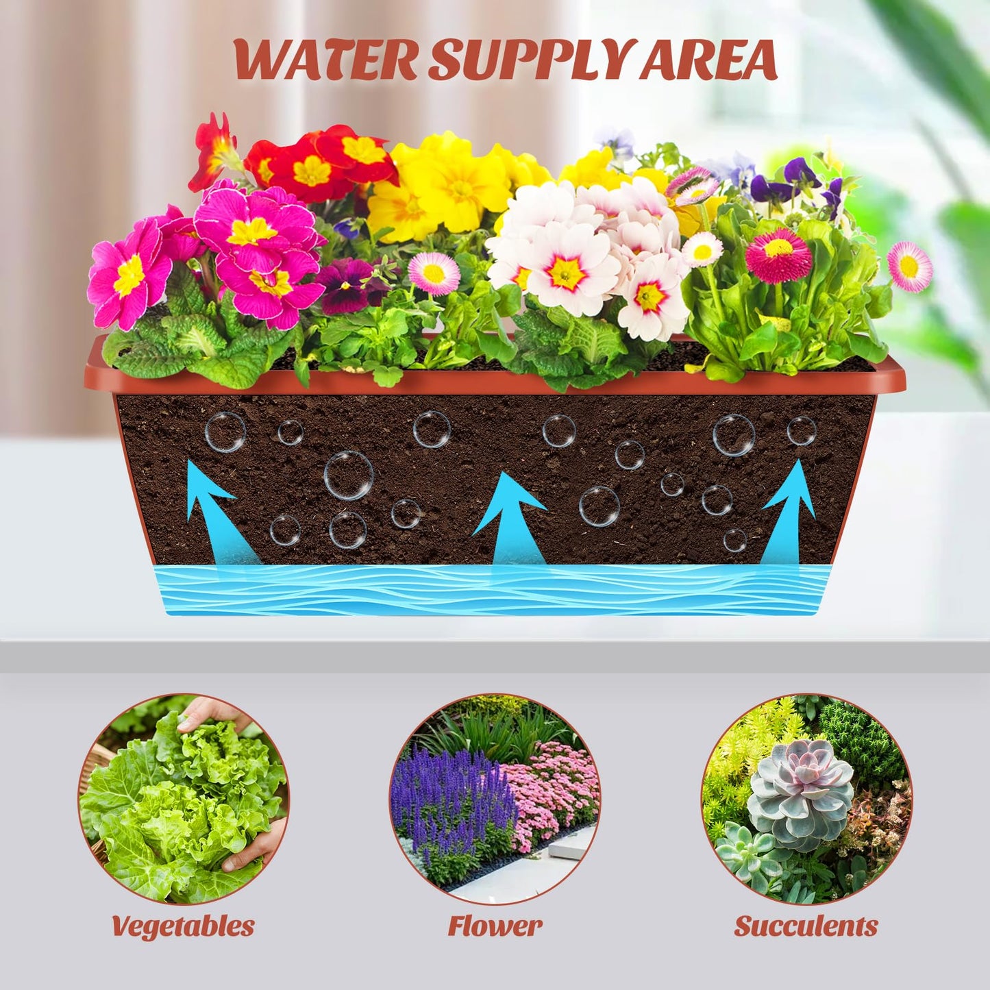 CADUKE Railing Planter Boxes Deck 2 Pack Railing Flower Box with Adjustable Bracket 17 Inch Window Boxes Rectangle Window Deck Hanging Planters Boxes for Outdoor Patio, Red