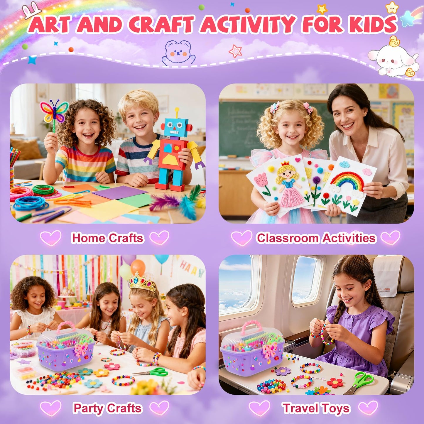 VERYHDSN Arts and Crafts Supplies for Kids-3000+ Pcs DIY Arts & Craft Kit for Boys Girls Ages 4 5 6 7 8 9 10 11 12, 25+Types Craft Materials Bulk, Larage Craft Box Set, Fun&Creative Gift