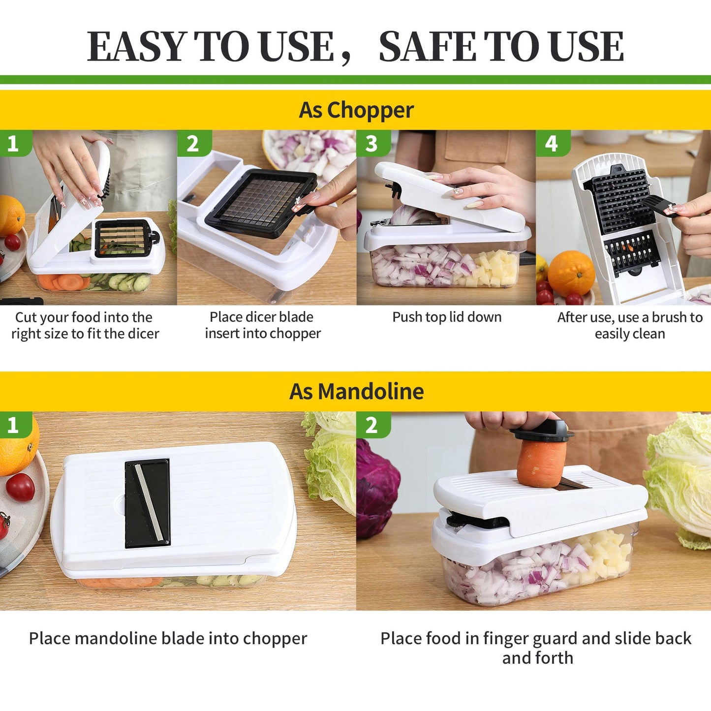 18-in-1 Vegetable Chopper Mandoline Slicer for Kitchen, Food Chopper with Container, Veggie Cutter, Onion Mincer Tomato Dicer, Fruit Slicer Spiralizer, Cheese Grater, Kitchen Gadgets House Essentials