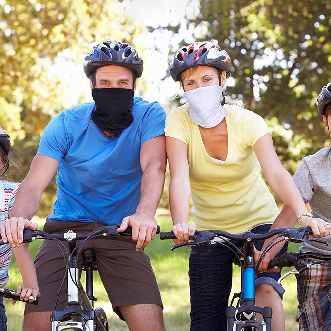 Geyoga 6 Pieces Winter Face Mask for Men UV Protection Mask Sunscreen Breathable Windproof Neck Gaiters Scarf Fishing Cycling Running (Black, White, Royal Blue)