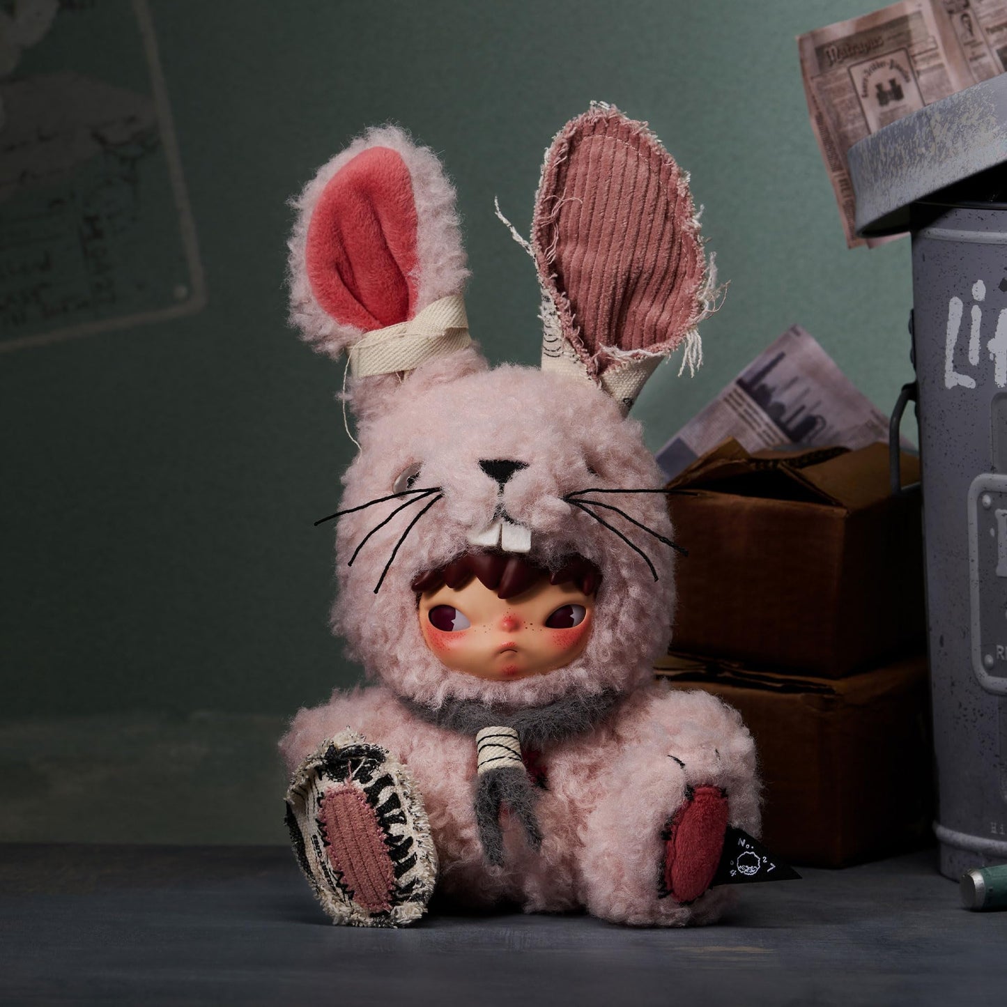 POP MART Hirono Little Hare Plush Doll Pendant, Hirono with Bunny Costume, Stuffed Animals, Stuffed Toy, Holiday Birthday Gift for Kids Adults