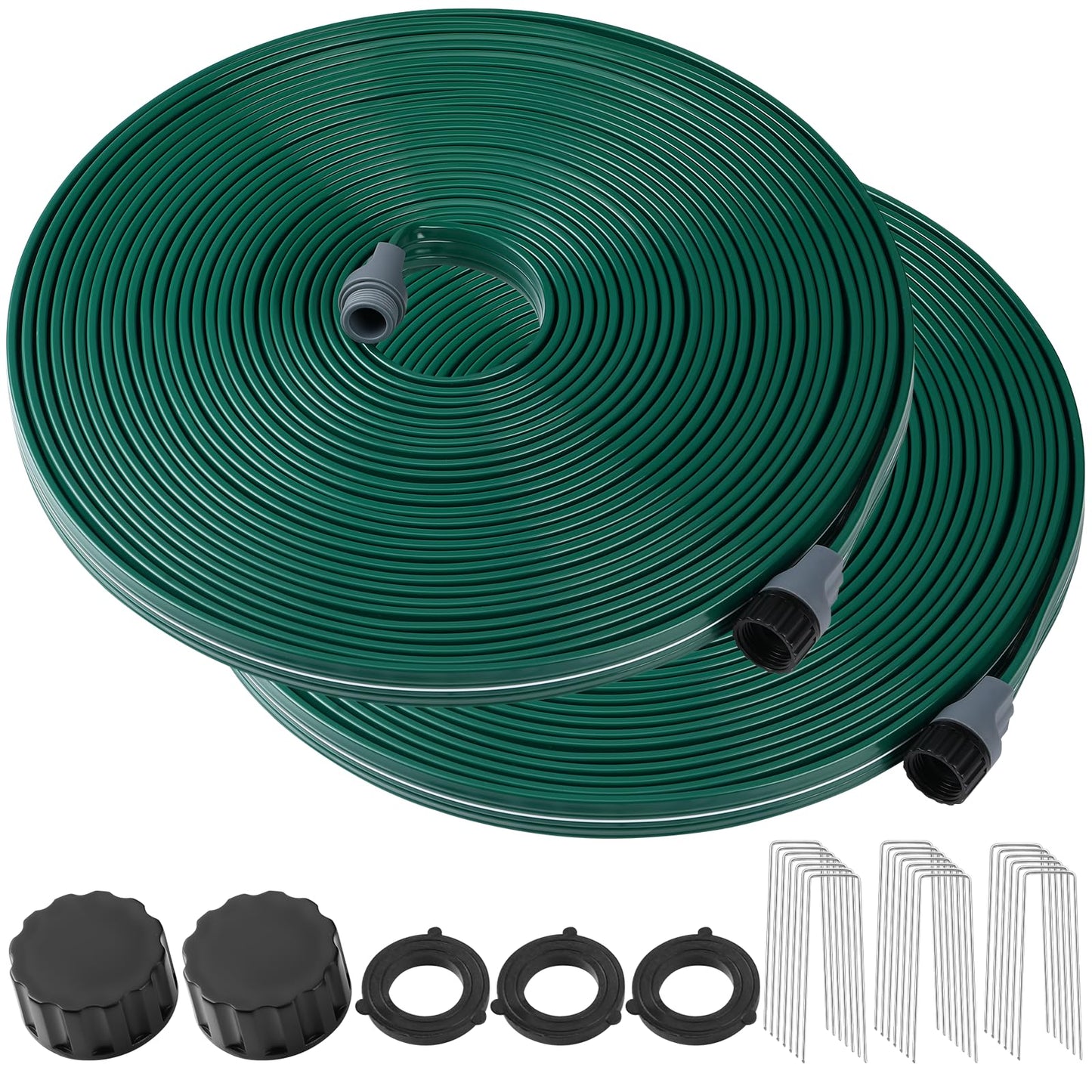 Passionbility Soaker Sprinklers Hose 50ft 2 pack, Garden Drip Soaker Watering Premium Flexible Irrigation Hose, High-Efficiency Water-Saving with Stakes