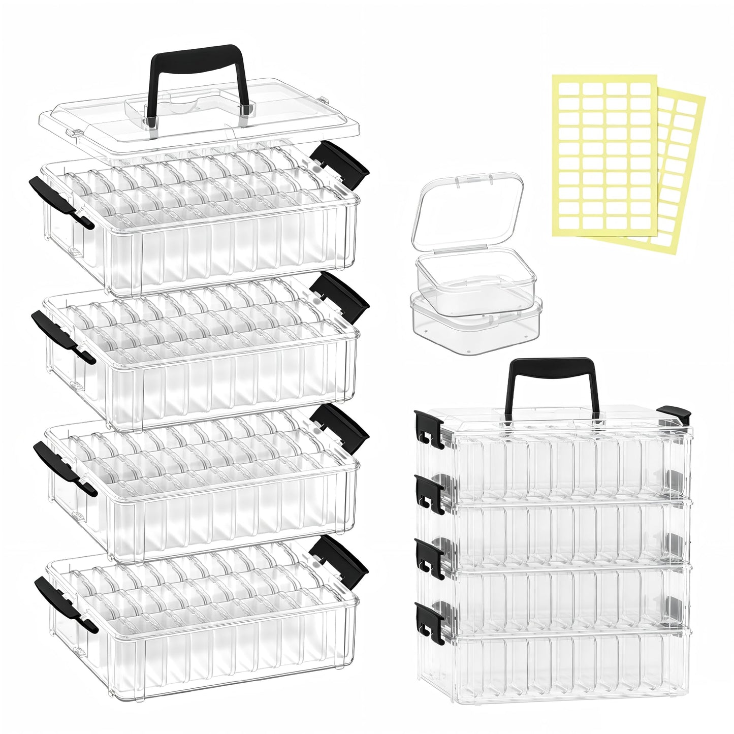 VANSUNS Bead Organizer Box 120 Pcs, 4-Tier Large Capacity Stackable Bead Storage Containers, Portable Plastic Craft Organizers for Jewelry Making, Bracelets, DIY, Nail Art Charms