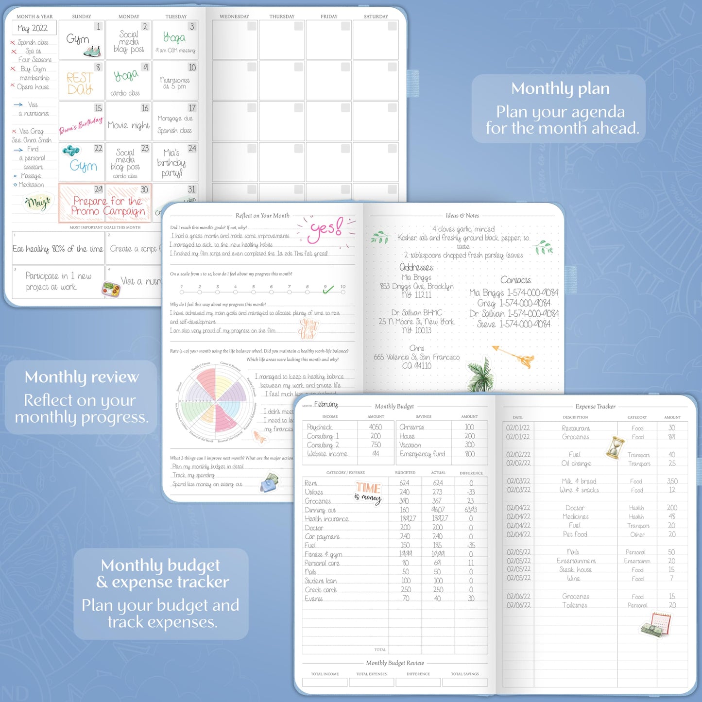 Legend Weekly Planner Premium – Undated Weekly, Monthly & Budget Planner – Life Organizer for Time Management & Productivity, A5 (Periwinkle, New Cover)