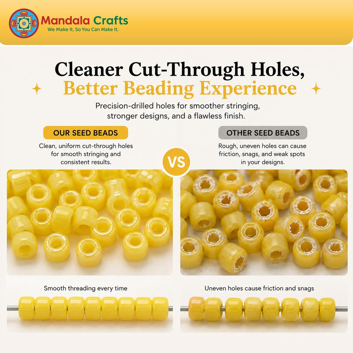 Mandala Crafts 11/0 Glass Seed Beads for Beadwork – 18000 Pcs 2mm Multicolor Round Small Rocaille Beads for Jewelry Making, Necklace Bracelet Earring Craft Supplies
