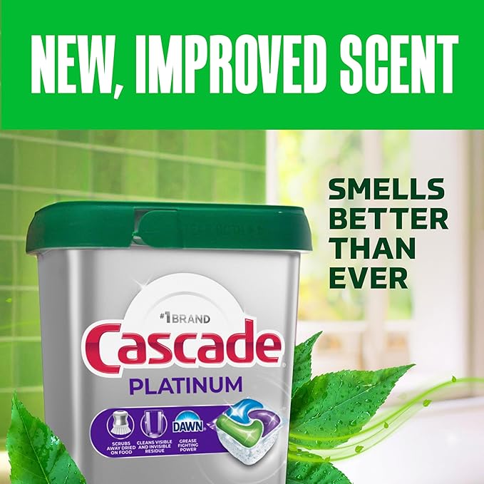 Cascade Platinum Dishwasher Pods, Dishwasher Detergent, Dish Detergent Soap, Fresh, 34 count
