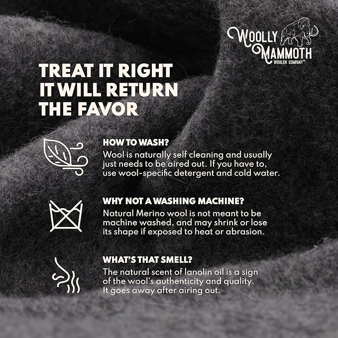 Woolly Mammoth Woolen Company Merino Wool Blanket - 66" x 90", 4 lb Orange - Heavyweight Insulated & Breathable Outdoor Throw Blanket for Camping, Hiking & Emergency Use