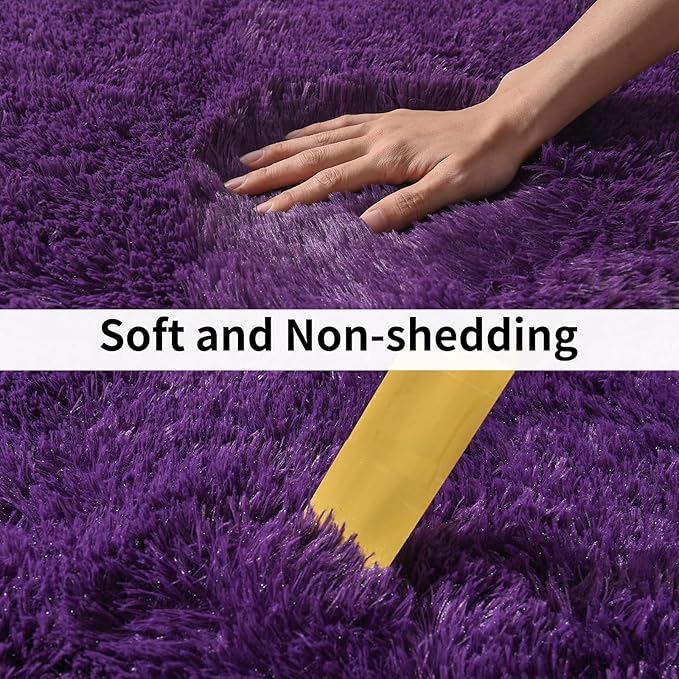 Soft Runner Rugs for Bedroom Hallways, 2x4 Purple Fluffy Shag Throw Area Rug Non Slip for Bedside Dorm, Long Shaggy Furry Carpet for Nursery Living Room