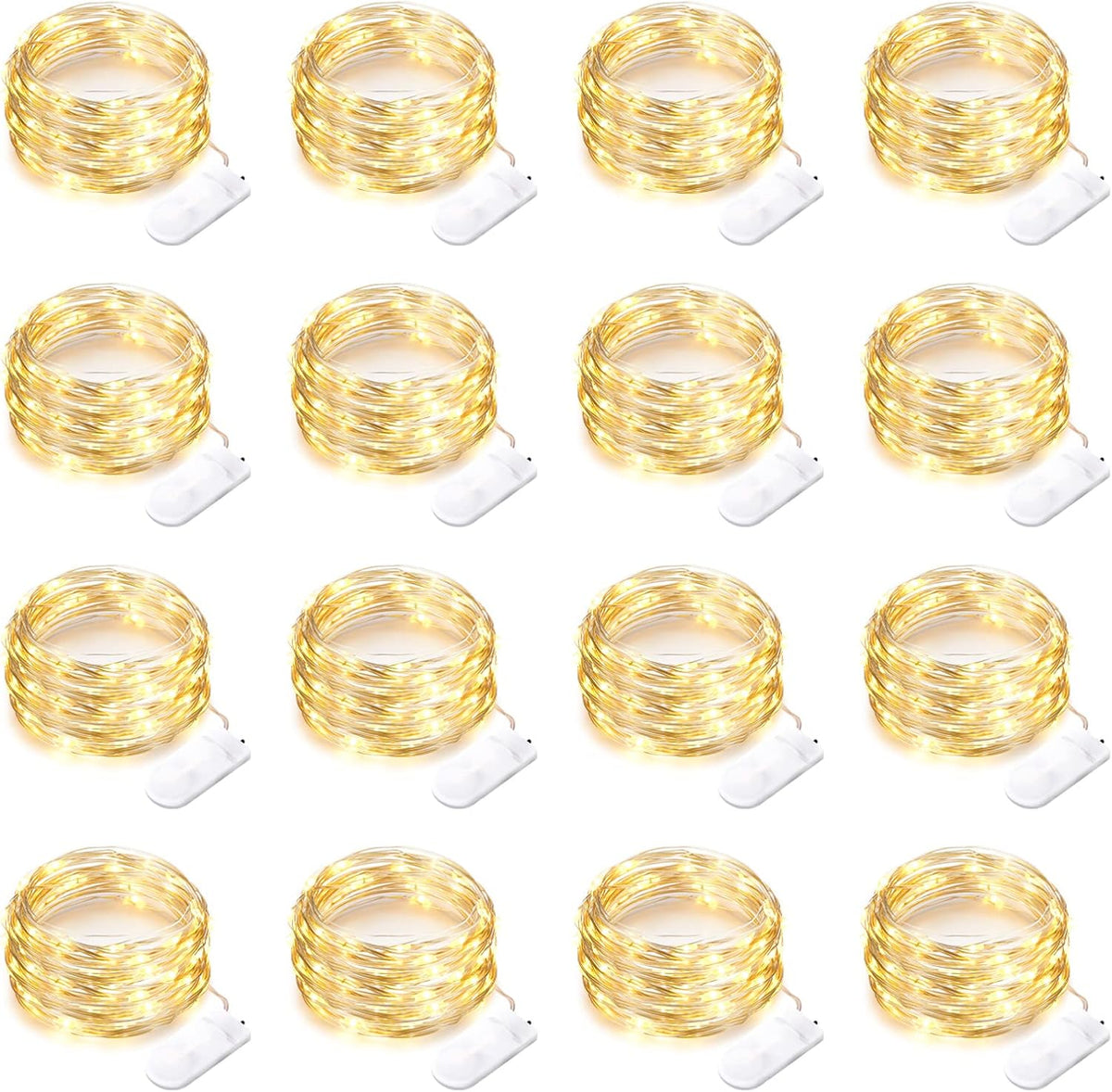 16 Pack 30 Led Fairy Lights Battery Operated String Lights 10 Feet Waterproof Twinkle Lights Mason Jar Lights Silver Wire Firefly Lights for Christmas Party Wedding Patio Warm White