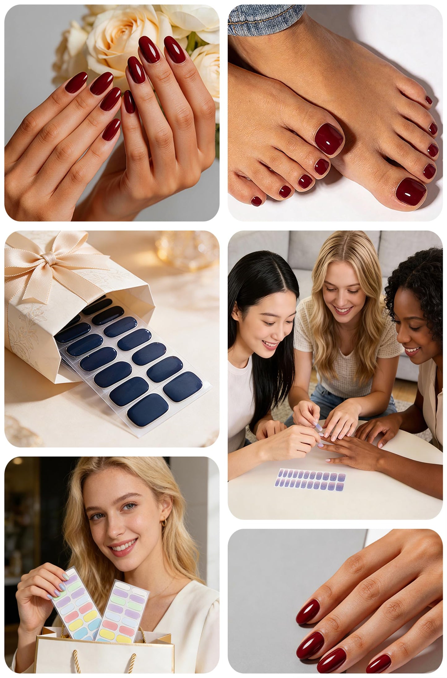 Gel Nail Strips 44Pcs, No UV/LED Lamps Needed, Pre-Cured Nail Stickers for Women Salon Quality, Polish Wraps Long Lasting, Easy Apply & Remove (Blue Purple Shine)