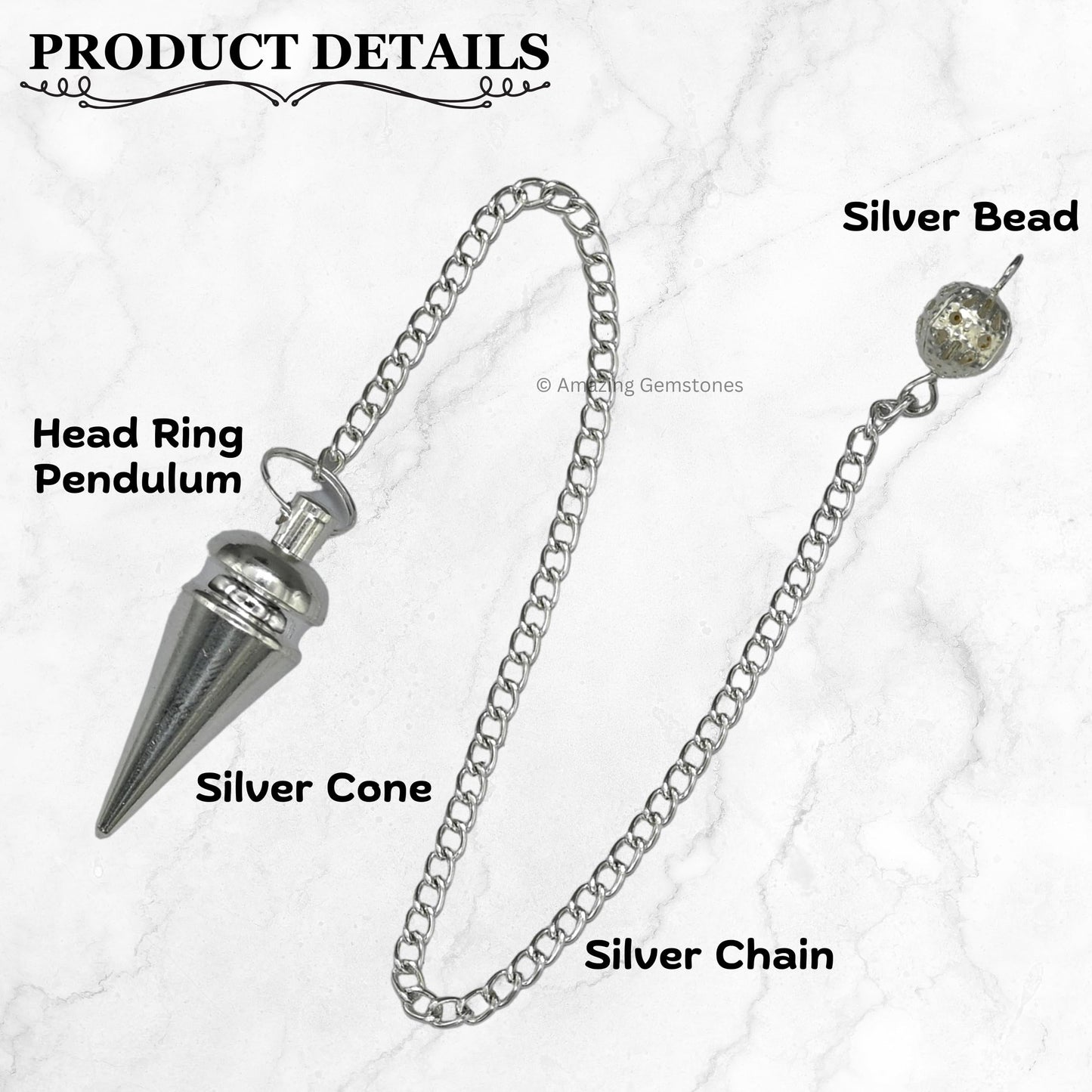 Amazing Gemstone Healing Metal Pendulums for Divination, Silver Head Ring Cone Steel Copper Pendulum High Energy Pendulo de Bronce Pendulos de Mesa MP52