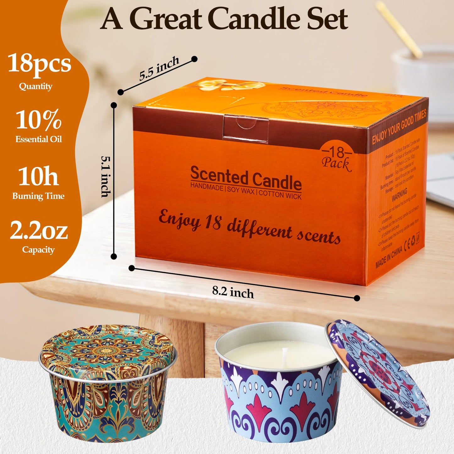Scented Candles Set, 18 Pack(40oz) Travel Soy Wax Candles Bulk, Long Lasting Aromatherapy Candle Gift Set for Women, Home Fragrance, Valentine's Day,Relaxation & Stress Relief