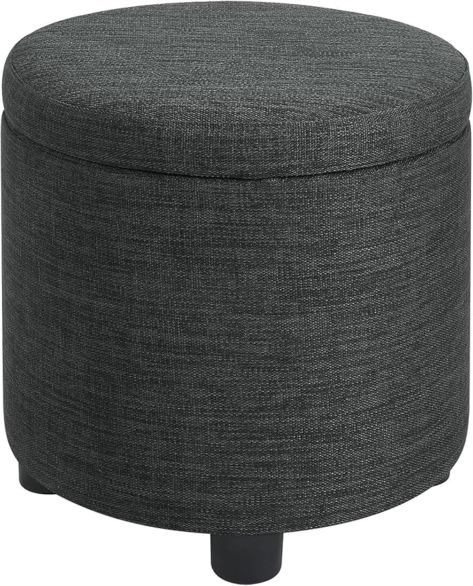 Designs4Comfort Round Accent Storage Ottoman with Reversible Tray Lid