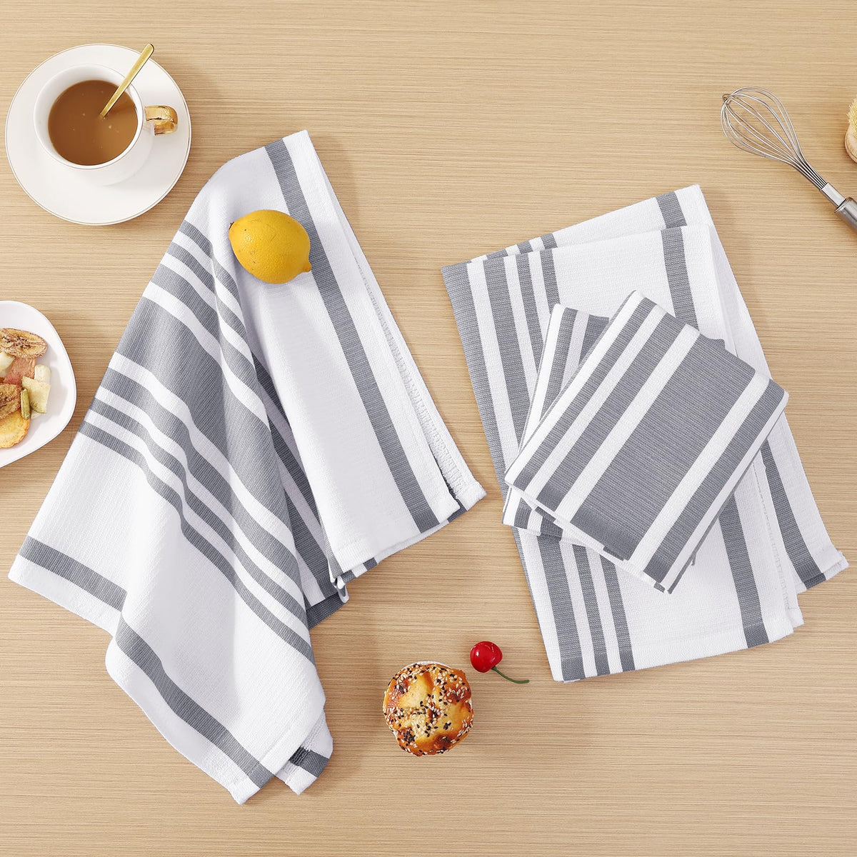 Premium Cotton Stripe Kitchen Towels 12 Pack (12 Count)