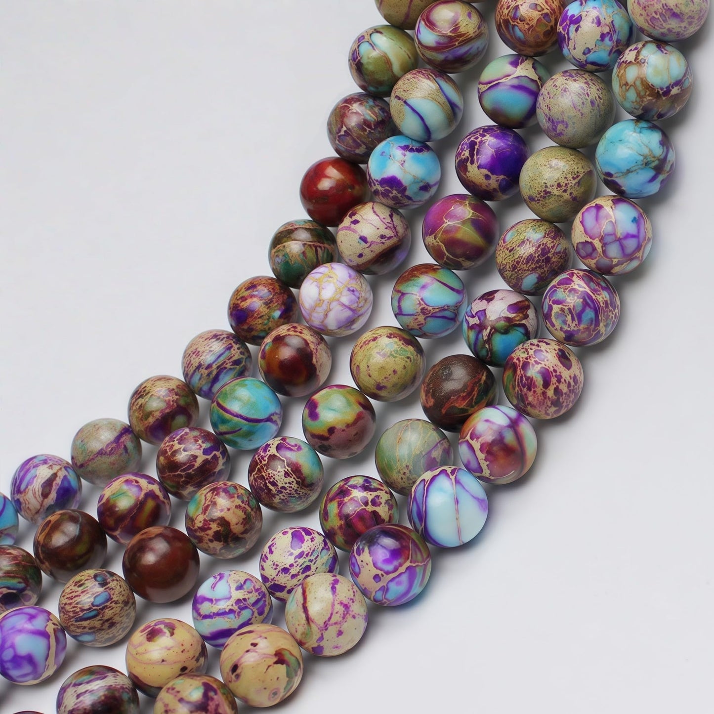 MJDCB 4mm Purple Blue Imperial Jasper Gemstone Beads Round Loose Stone Bead for Jewelry Making Bracelets Necklaces