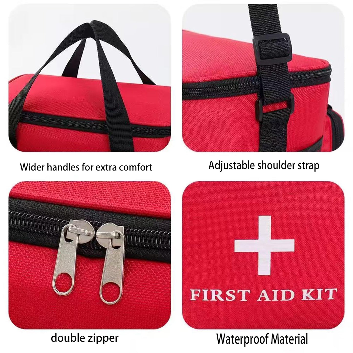 Syznoctil Emergency Medical Bag Organizer - Large Pill Bottle Storage with Detachable Pouch, Waterproof First Aid Kit Case for Travel & Home (Red, Large)