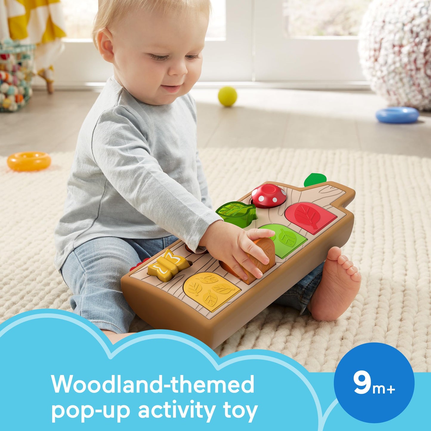 Fisher-Price Hide & Peek Pop-Up, Infant Activity Toy with Real Wood and Fabric Accents for Baby Ages 9 Months and Older