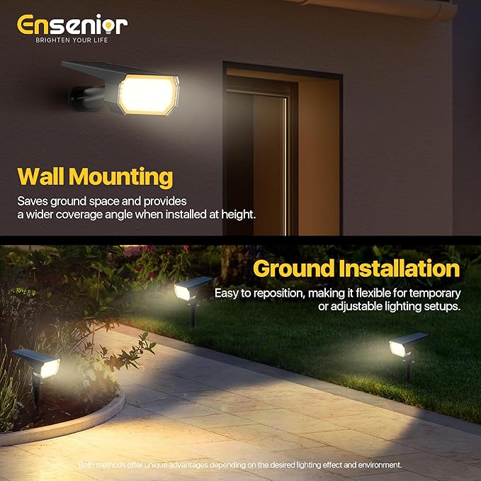 Ensenior Solar Spotlights Outdoor, 56 LEDs Brightness Adjustable 3000K LED Solar Garden Lights, Halloween Christmas Landscape Lighting for Flag/Yard/Pathway, IP65 Waterproof - 6 Pack