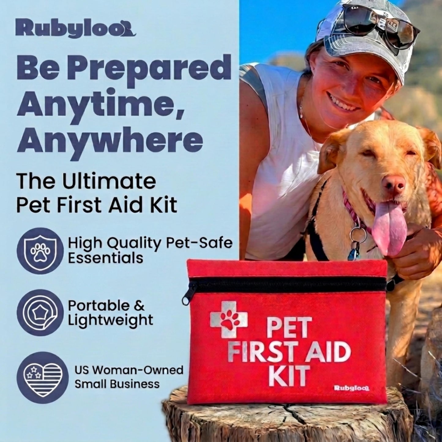 Dog First Aid Kit - Vet Approved Emergency Supplies - Pet First Aid Kit Guide, Tick Remover, Thermal Blanket & More - Compact Dog Gear for Hiking, Camping & Backpacking (Travel Pack)