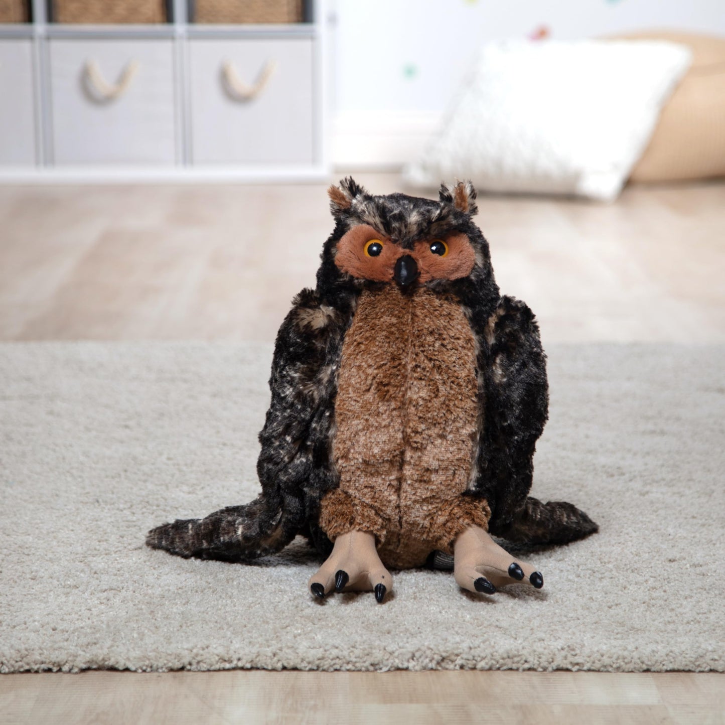 Melissa & Doug Giant Owl - Lifelike Stuffed Animal (17 inches Tall), Brown